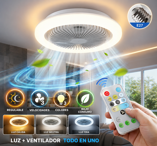 Lampara y ventilador de techo 2en1- LED multifuncionales con control remoto
